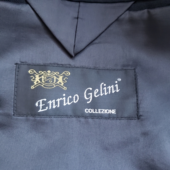 Black 3 button jacket metal buttons Italian cut Wool Enrico Gelini 38R - Picture 4 of 6